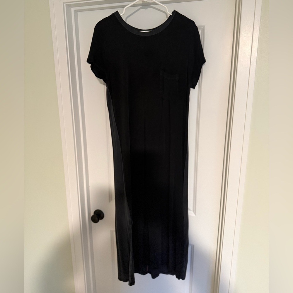 Splendid Black Zinnia Short-Sleeve Maxi Dress